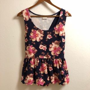 Anthropologie Floral Peplum Tank Size S